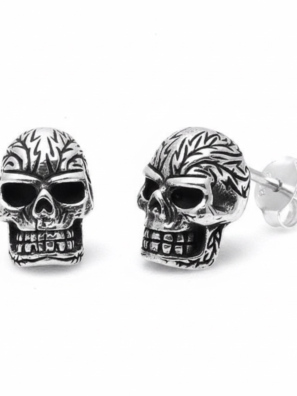 Mens Sterling Silver‎ .925 Skull Stud Earrings